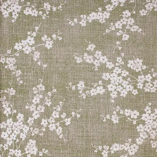 5' Green And White Oriental ,Washable, Non Skid Round Rug Photo 4