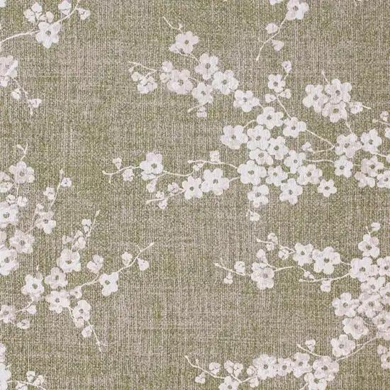 5' Green And White Oriental ,Washable, Non Skid Round Rug Photo 3