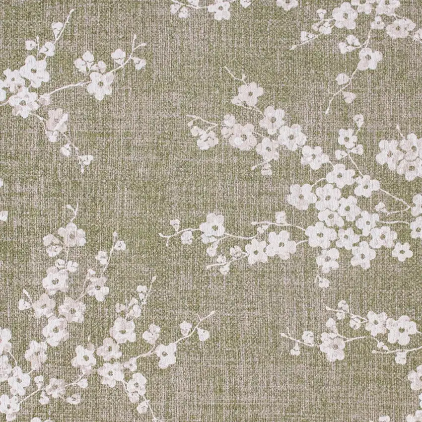 8' Green And White Oriental Washable Round Rug Photo 7