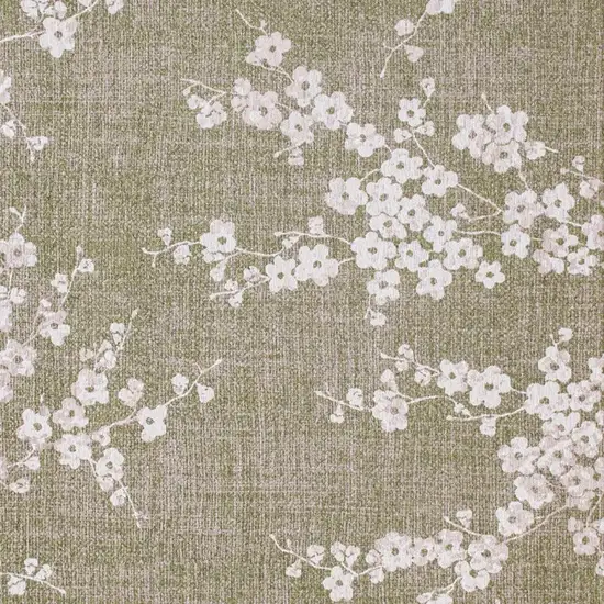 8' Green And White Oriental Washable Round Rug Photo 3