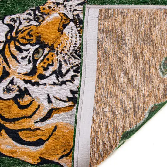 8' Green And Yellow Abstract Washable Round Rug Photo 6