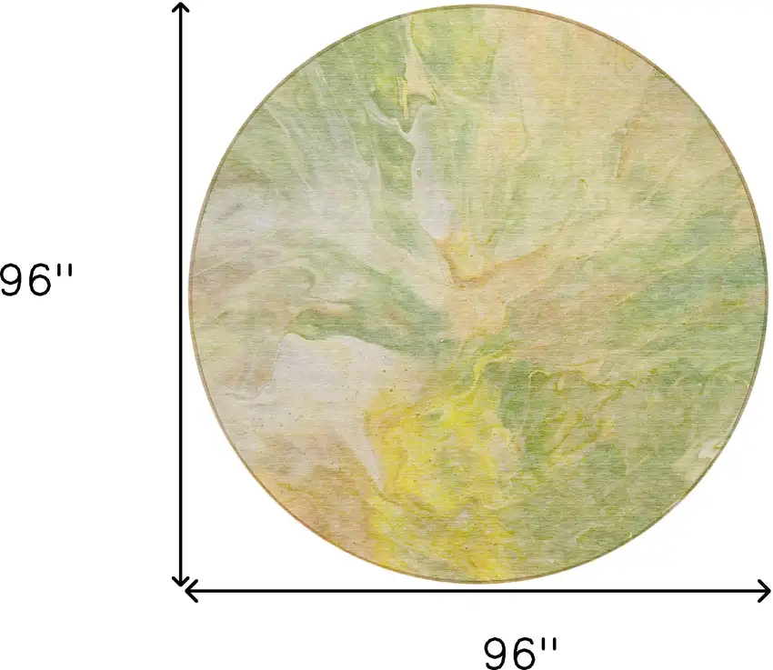 8' Green And Yellow Round Abstract Washable Indoor Outdoor Area Rug Photo 8
