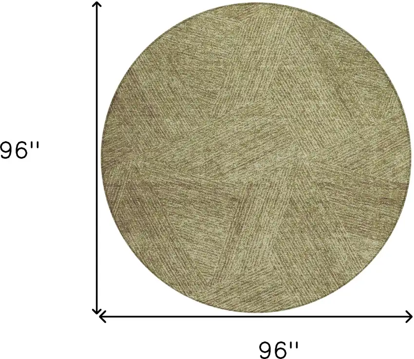 8' Green Beige And Brown Round Abstract Washable Indoor Outdoor Area Rug Photo 3