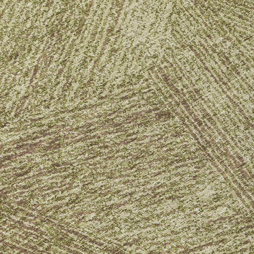8' Green Beige And Brown Round Abstract Washable Indoor Outdoor Area Rug Photo 8