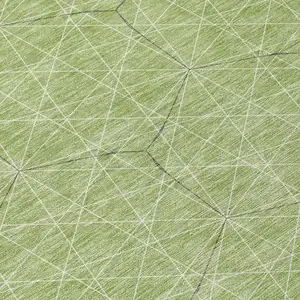 Photo of 8' Green Black And Ivory Round Geometric Washable Indoor Outdoor Area Rug
