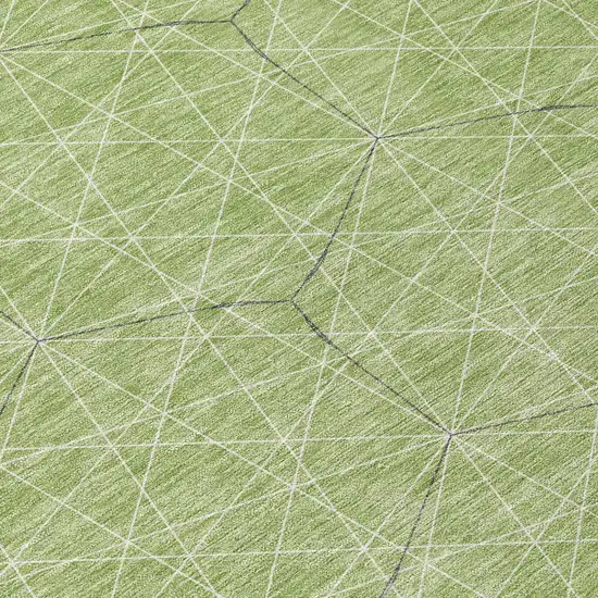8' Green Black And Ivory Round Geometric Washable Indoor Outdoor Area Rug Photo 8