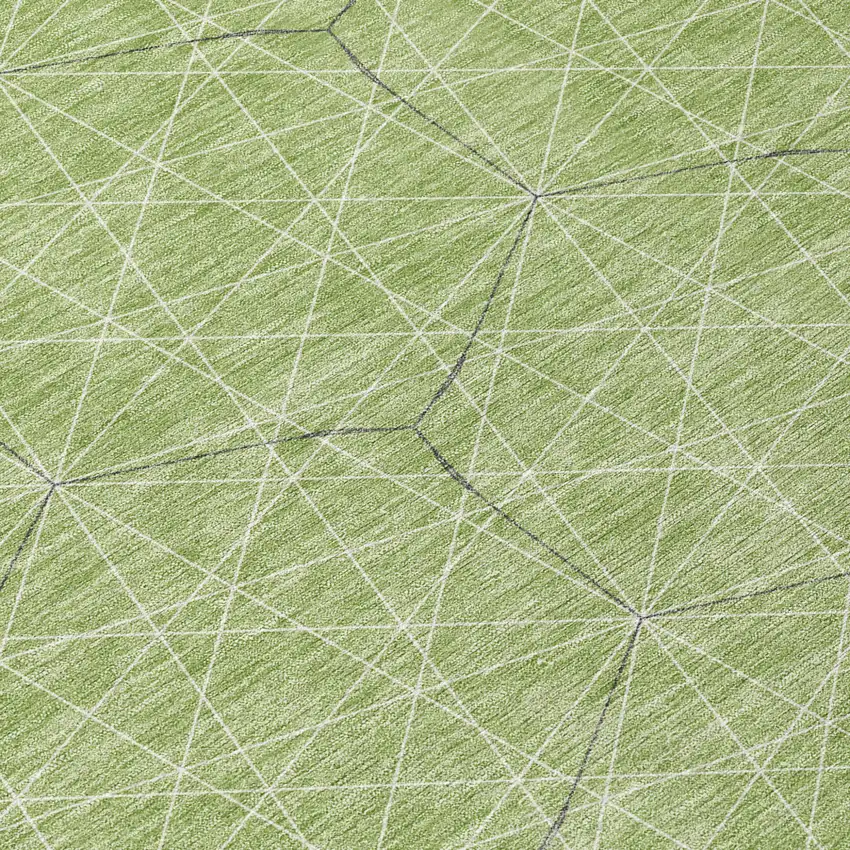 8' Green Black And Ivory Round Geometric Washable Indoor Outdoor Area Rug Photo 8