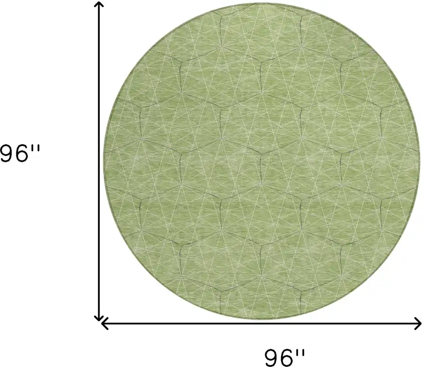 8' Green Black And Ivory Round Geometric Washable Indoor Outdoor Area Rug Photo 3