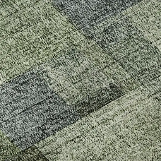 8' Green Blue And Gray Geometric Washable Round Rug With UV Protection Photo 9