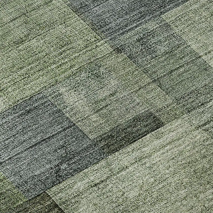 8' Green Blue And Gray Geometric Washable Round Rug With UV Protection Photo 9