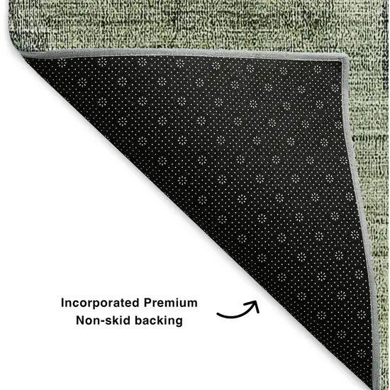 8' Green Blue And Gray Geometric Washable Round Rug With UV Protection Photo 6