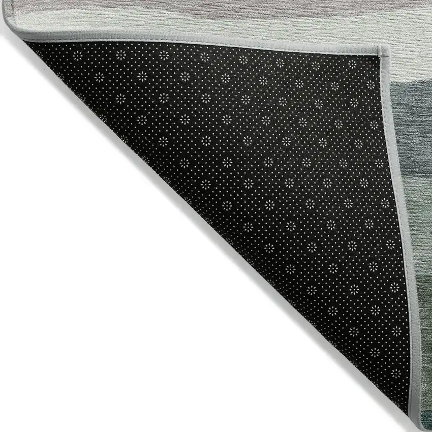 8' Green Blue And Gray Round Striped Washable Indoor Outdoor Area Rug Photo 9