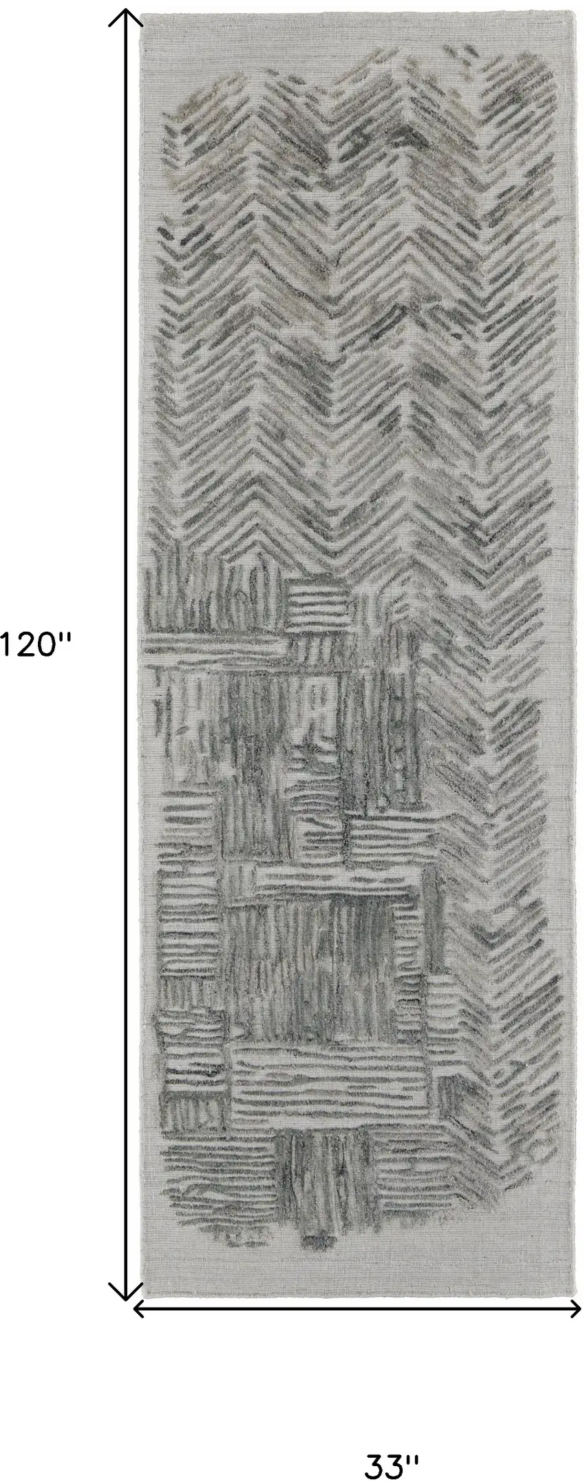 10' Green Blue And Ivory Abstract Hand Woven Runner Rug Photo 7