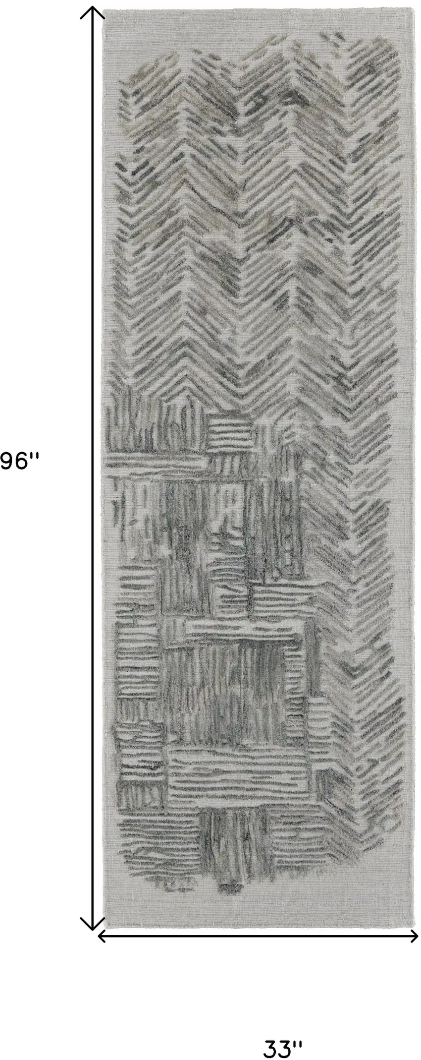 8' Green Blue And Ivory Abstract Hand Woven Runner Rug Photo 7