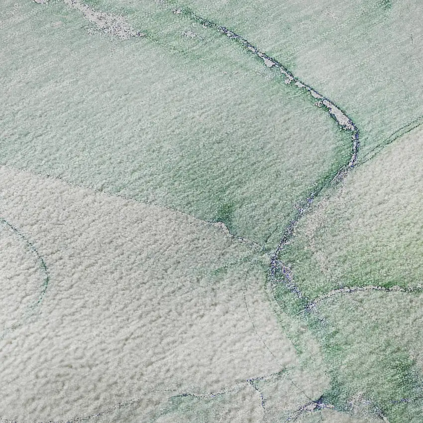 8' Green Blue And Ivory Abstract Washable Round Rug With UV Protection Photo 9