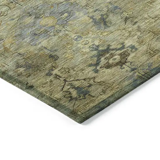 8' Green Blue And Ivory Round Medallion Washable Indoor Outdoor Area Rug Photo 7