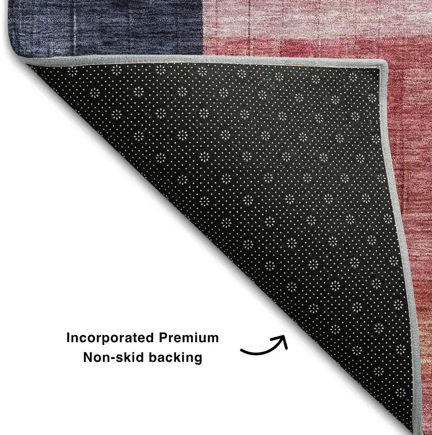 8' Green Blue And Pink Abstract Geometric Washable Round Rug With UV Protection Photo 5