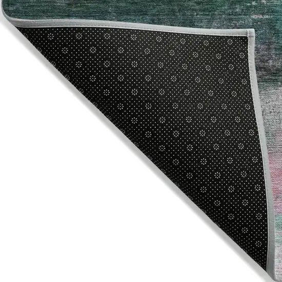 8' Green Blush And Ivory Round Abstract Washable Indoor Outdoor Area Rug Photo 9