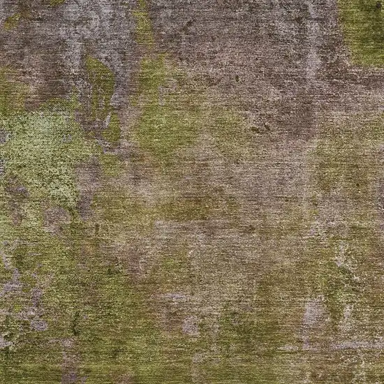8' Green Brown And Beige Abstract Washable Area Rug With UV Protection Photo 2