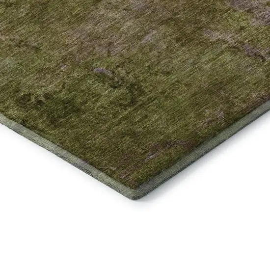 8' Green Brown And Beige Abstract Washable Area Rug With UV Protection Photo 7