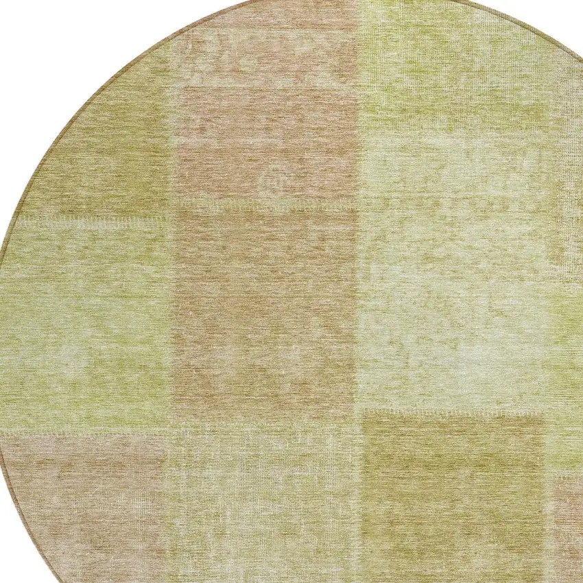 8' Green Copper And Mint Green Round Patchwork Washable Indoor Outdoor Area Rug Photo 4