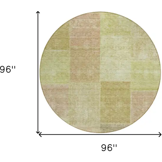 8' Green Copper And Mint Green Round Patchwork Washable Indoor Outdoor Area Rug Photo 3