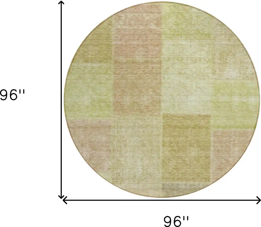 8' Green Copper And Mint Green Round Patchwork Washable Indoor Outdoor Area Rug Photo 3