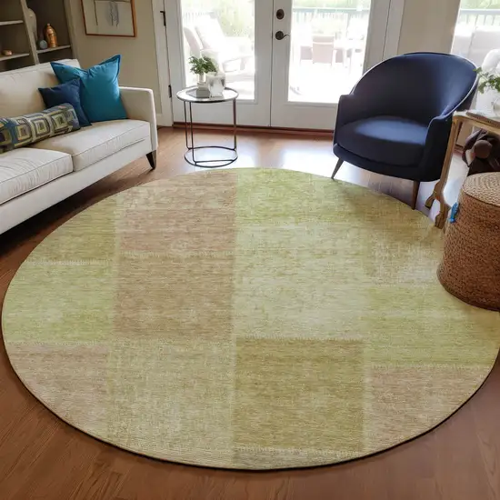 8' Green Copper And Mint Green Round Patchwork Washable Indoor Outdoor Area Rug Photo 7