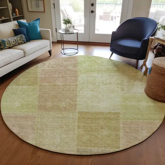 8' Green Copper And Mint Green Round Patchwork Washable Indoor Outdoor Area Rug Photo 7