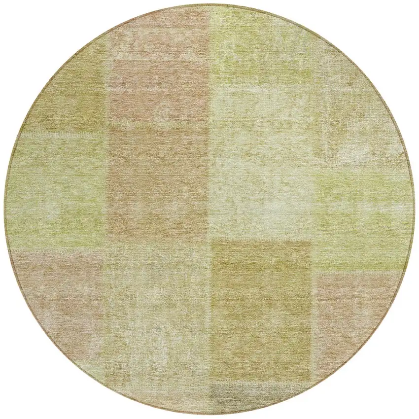 8' Green Copper And Mint Green Round Patchwork Washable Indoor Outdoor Area Rug Photo 5