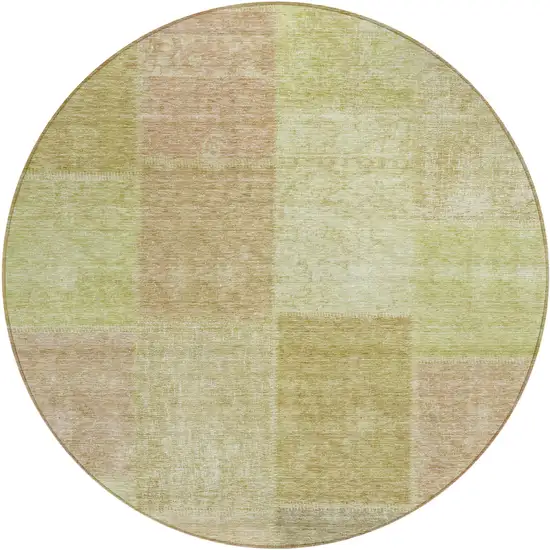 8' Green Copper And Mint Green Round Patchwork Washable Indoor Outdoor Area Rug Photo 2