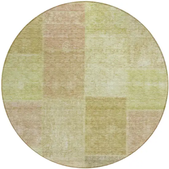 8' Green Copper And Mint Green Round Patchwork Washable Indoor Outdoor Area Rug Photo 2