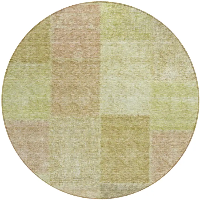 8' Green Copper And Mint Green Round Patchwork Washable Indoor Outdoor Area Rug Photo 2