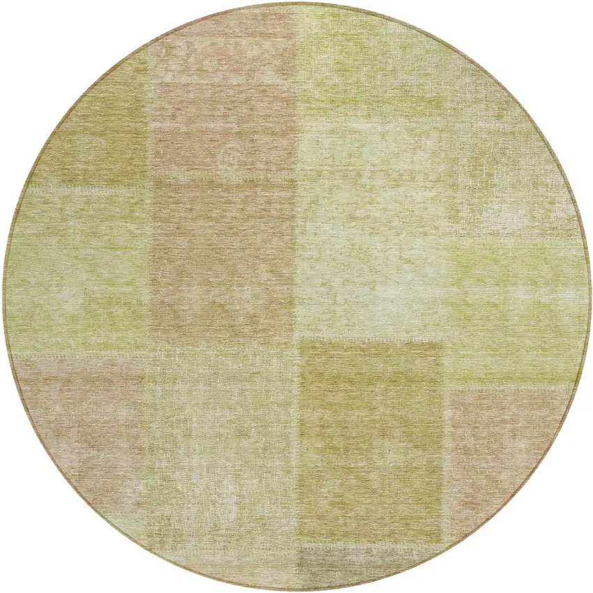 8' Green Copper And Mint Green Round Patchwork Washable Indoor Outdoor Area Rug Photo 2