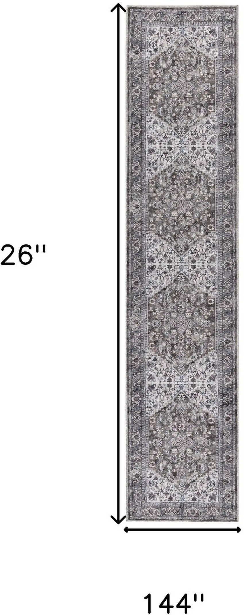 12' Green Floral Distressed Runner Rug Photo 3