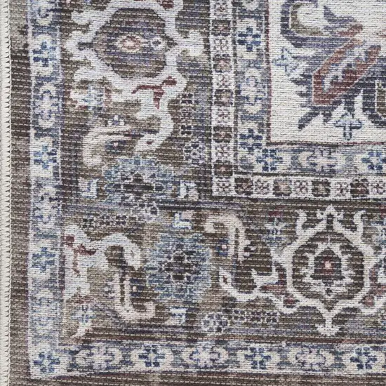 12' Green Floral Distressed Runner Rug Photo 8