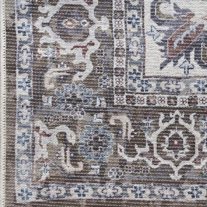 12' Green Floral Distressed Runner Rug Photo 8