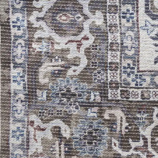 12' Green Floral Distressed Runner Rug Photo 7