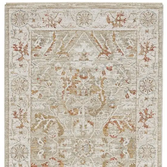 10' Green Floral Distressed Runner Rug Photo 4
