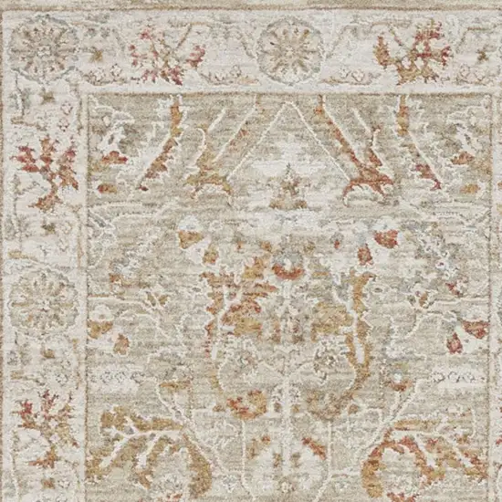 10' Green Floral Distressed Runner Rug Photo 3