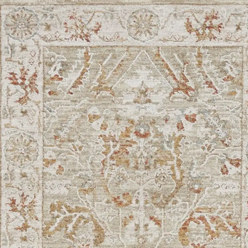 10' Green Floral Distressed Runner Rug Photo 3