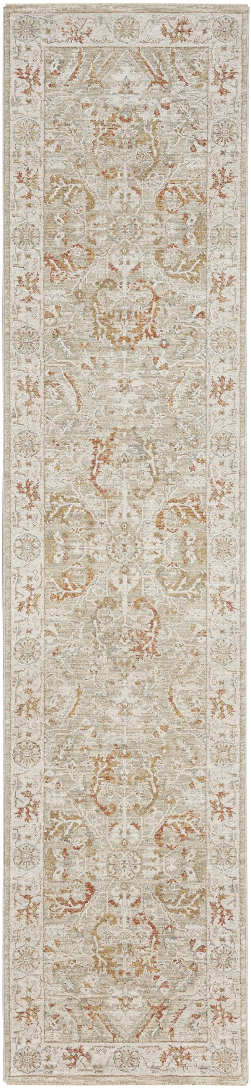 10' Green Floral Distressed Runner Rug Photo 2