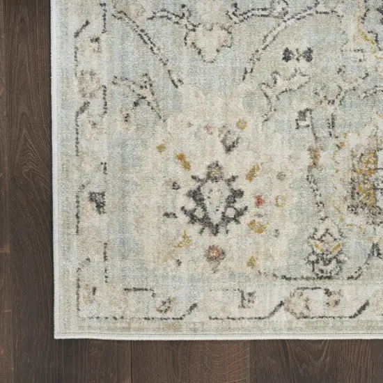 6' Green Floral Worn Faded Runner Rug Photo 8