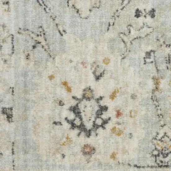 6' Green Floral Worn Faded Runner Rug Photo 6