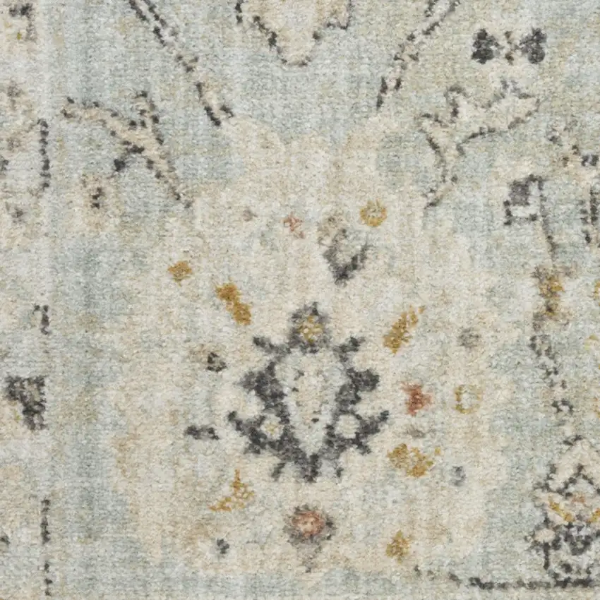 6' Green Floral Worn Faded Runner Rug Photo 6