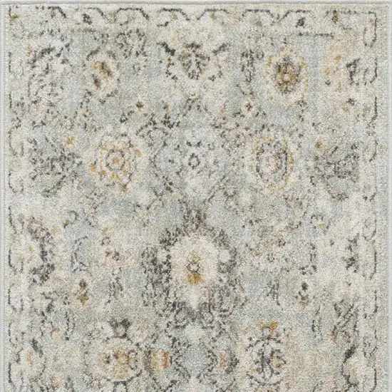 6' Green Floral Worn Faded Runner Rug Photo 3