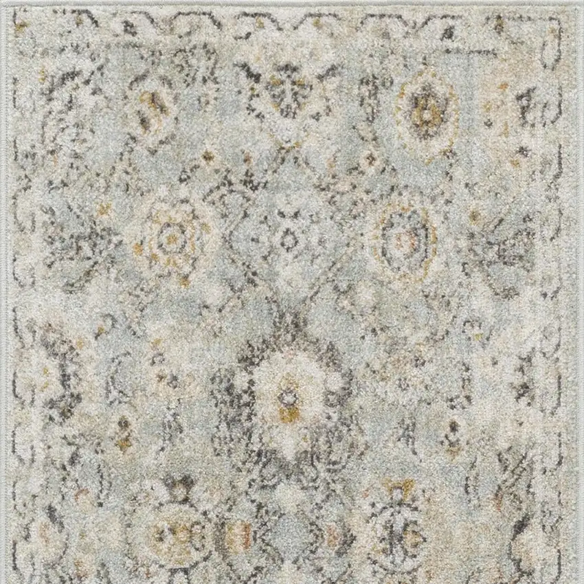 6' Green Floral Worn Faded Runner Rug Photo 3