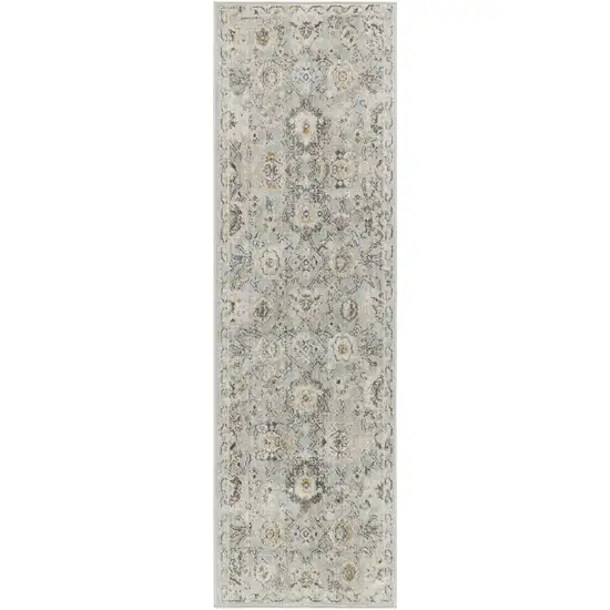 6' Green Floral Worn Faded Runner Rug Photo 4