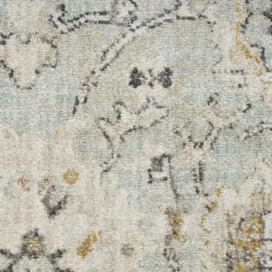 6' Green Floral Worn Faded Runner Rug Photo 9