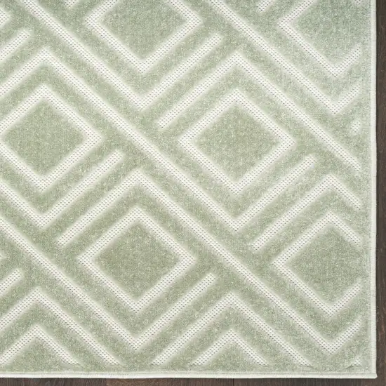 6' Green Geometric Runner Rug Photo 8